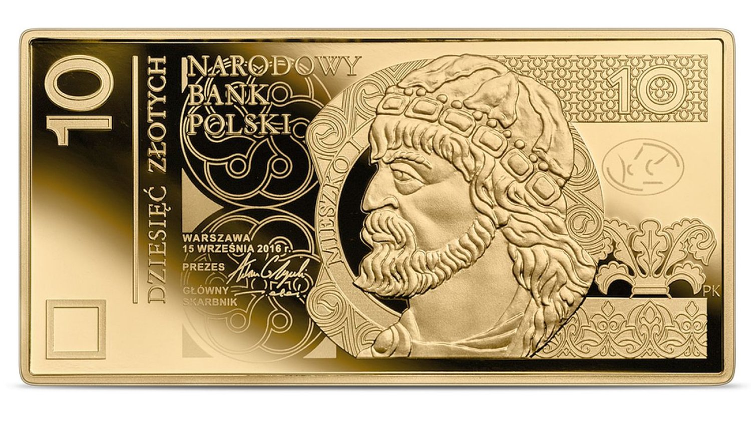 Narodowy Bank Polski wypuszcza monetę w kształcie banknotu dziesięciozłotowego. Kosztuje 10 500 zł