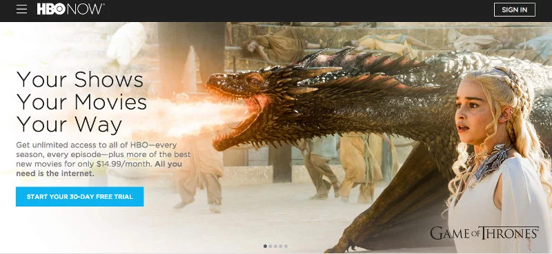 W HBO Now nie trzeba mieć podpisanej umowy z dostawcą telewizji.