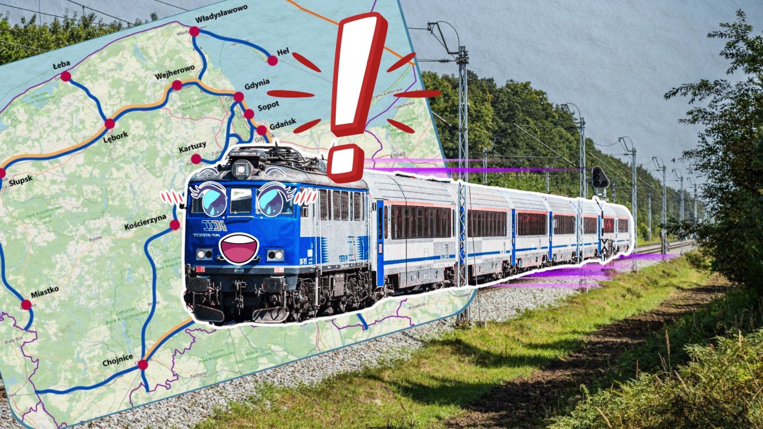 Pociąg PKP Intercity wjeżdżający na Pomorze.
