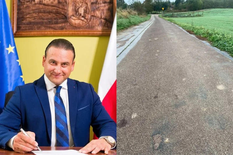 Burmistrz Rafał Ryszczuk od trzech lat stara się móc budować drogi z wykorzystaniem gumowych mat.