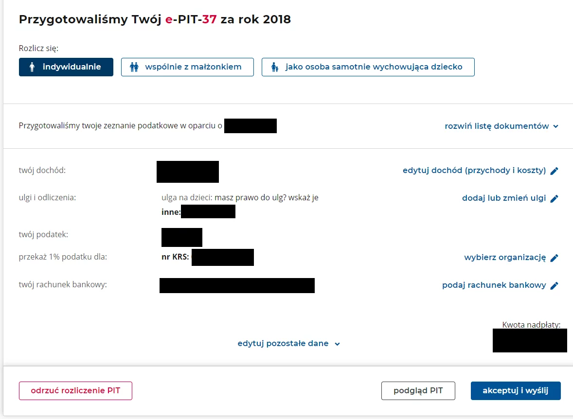 Po zalogowaniu się do portalu wita nas czytelne menu