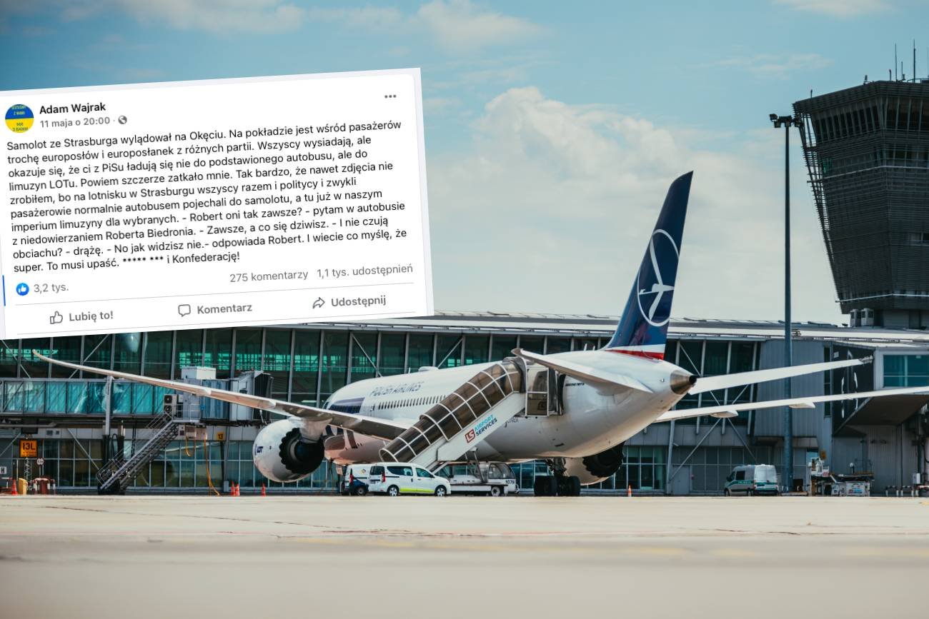 Limuzyny LOT dla europosłów PiS. Adam Wajrak oburzony – opisał, co zobaczył.