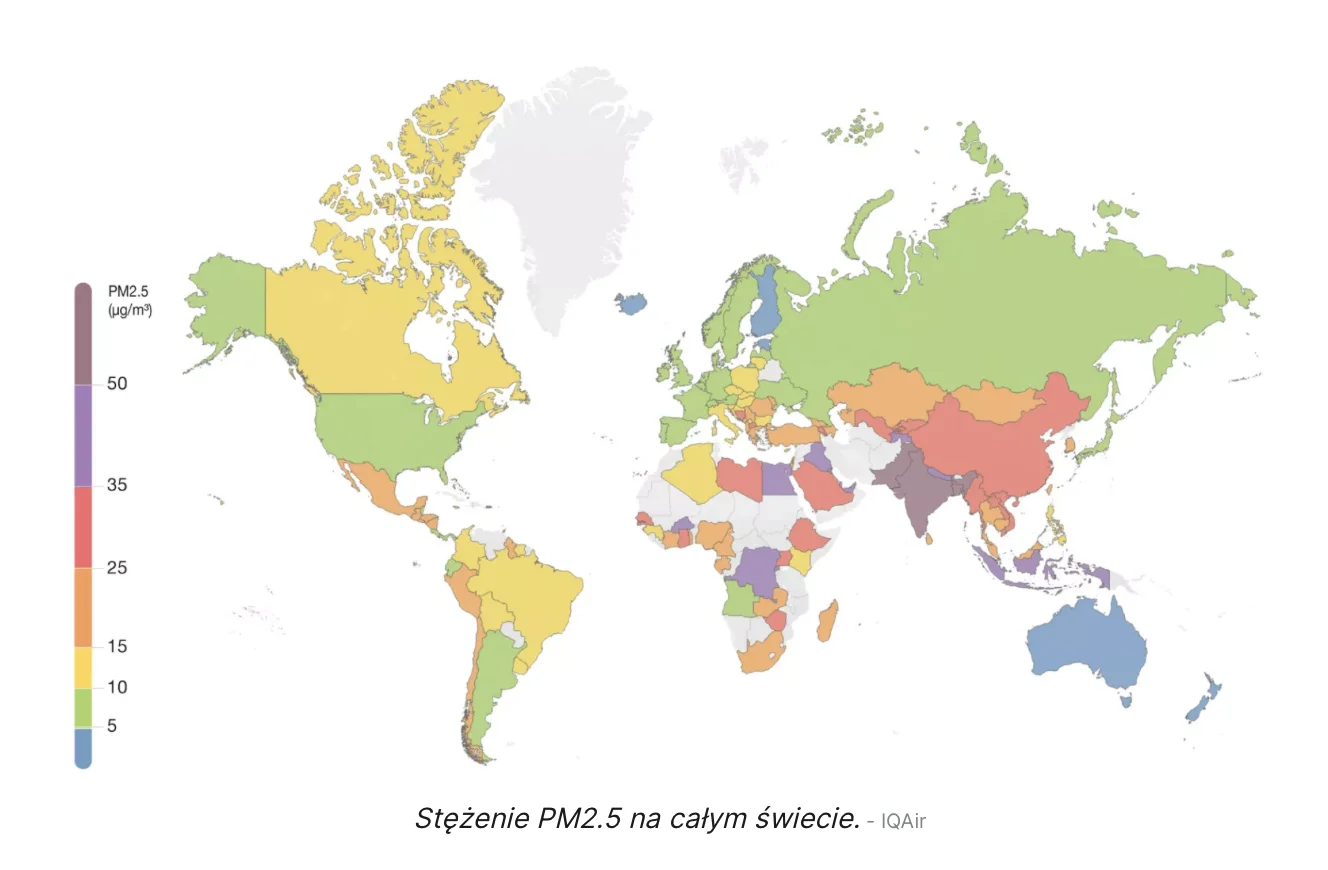 Stężenie PM 2,5 na świecie Stężenie PM 2,5 na świecie