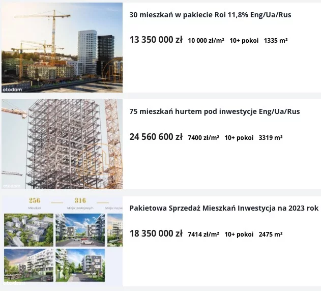 Ogłoszenia na pakiety mieszkań