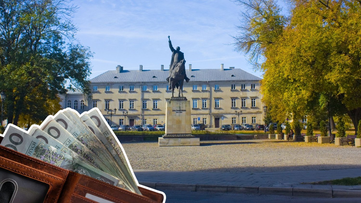 Pałac Zamoyskich w Zamościu, portfel z pieniędzmi.