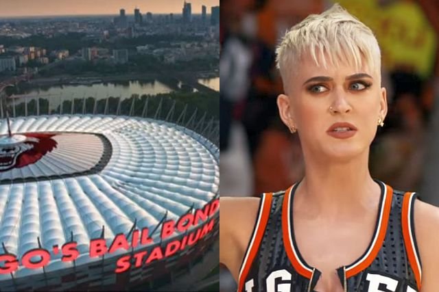 Już na samym początku najnowszego teledysku Katy Perry widać cyfrowo przerobiony PGE Narodowy