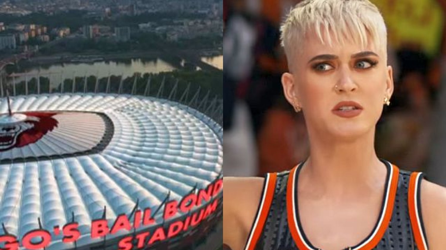 Już na samym początku najnowszego teledysku Katy Perry widać cyfrowo przerobiony PGE Narodowy