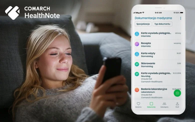 Aplikacja Comarch HealthNote umożliwia cyfrową archiwizację pełnej dokumentacji medycznej