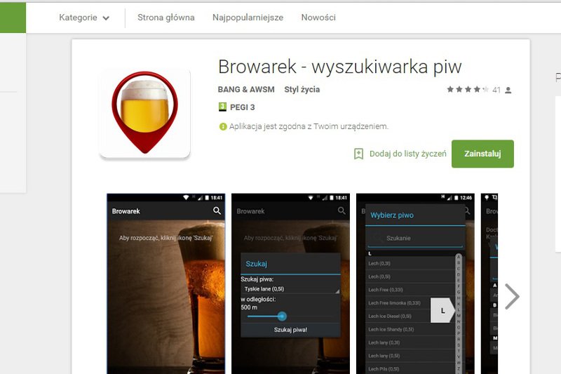 Browarek App to niezbędnik każdego piwosza! W kilka minut pozwoli znaleźć lokal, w którym serwują nasz ulubiony trunek.