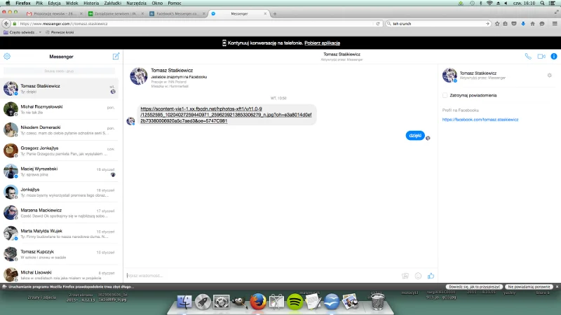 Strona internetowa www.messenger.com - prostego i czytelnego komunikatora Facebooka