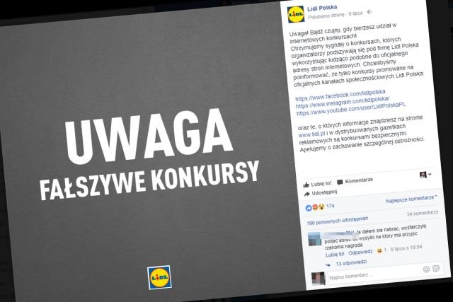 Oszuści podszywają się pod sieć sklepów Lidl w popularnym komunikatorze WhatsApp, wabiąc chętnych do otrzymania tysiąca złotych. Sieć przestrzega przed klikaniem w podejrzane linki.