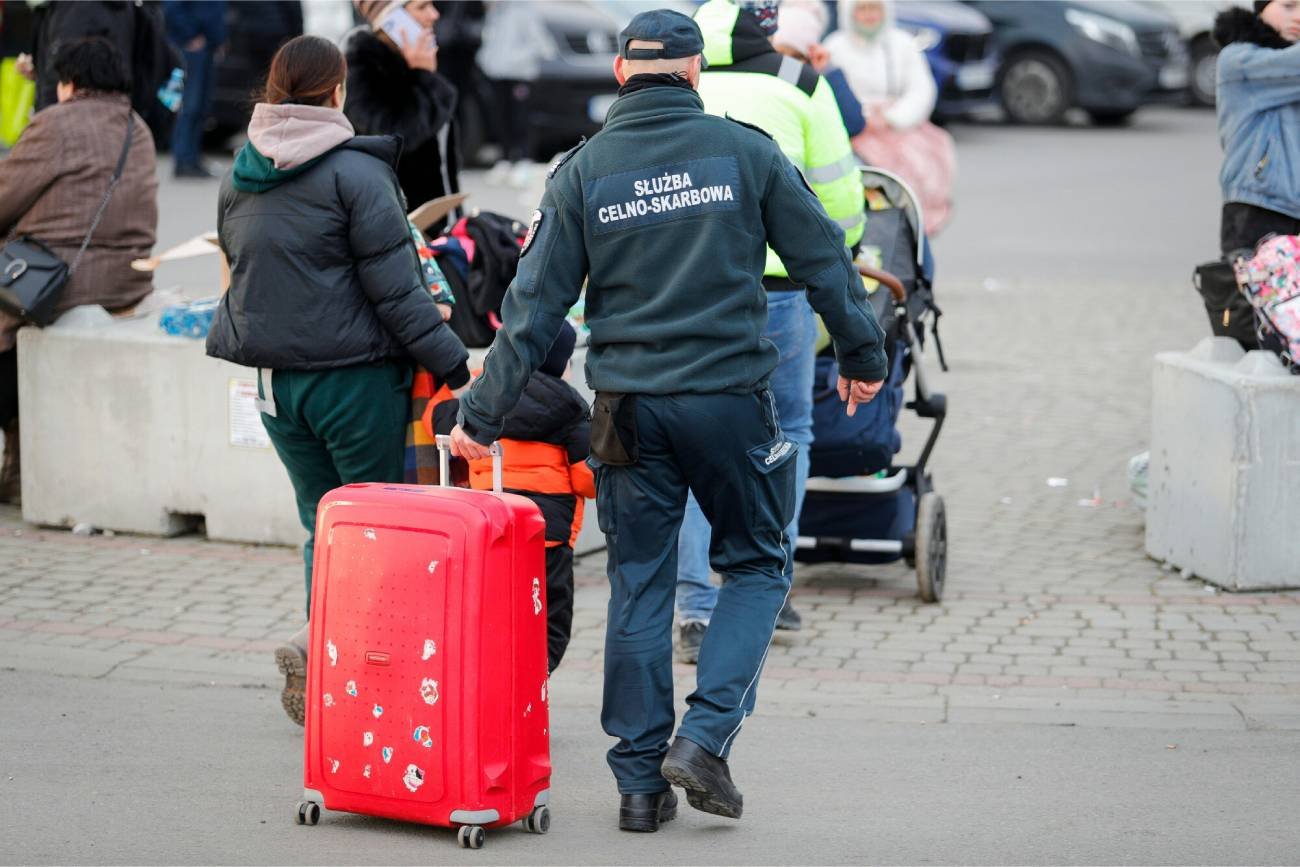Uchodźcy z Ukrainy na przejściu granicznym w Medyce