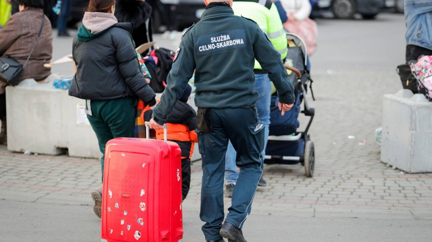 Uchodźcy z Ukrainy na przejściu granicznym w Medyce