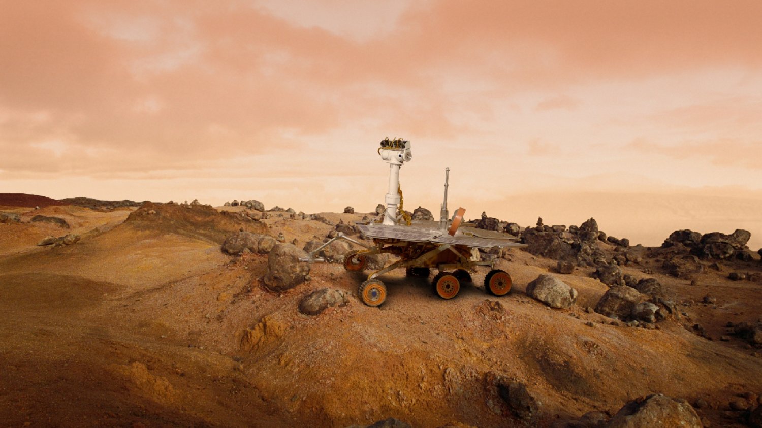 kosmiczny łazik bada powierzchnię planety Mars