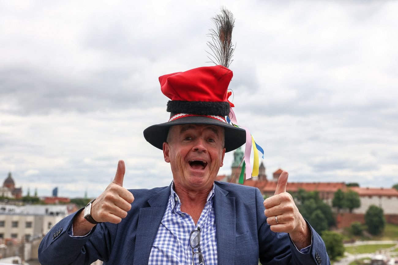 Michael O'Leary - prezes Ryanaira podczas jednej z wizyt w Polsce.