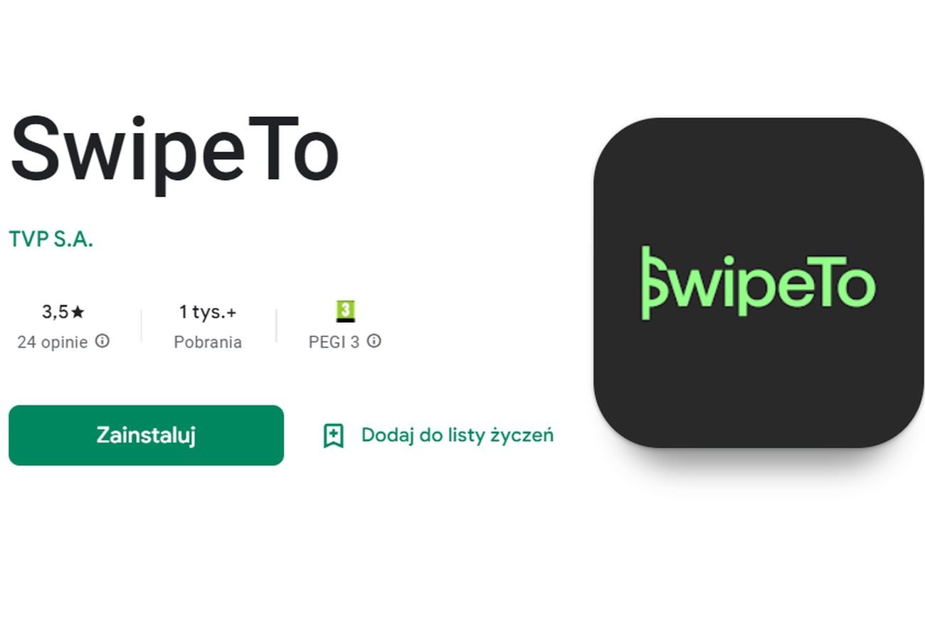 Nową apkę TVP - SwipeTo - pobrano jak na razie nieco ponad tysiąc razy