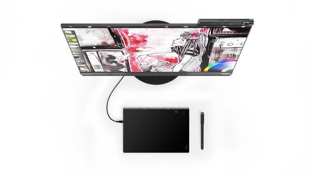 Yoga Book można podłączyć do monitora i korzystać z niego jako tabletu graficznego