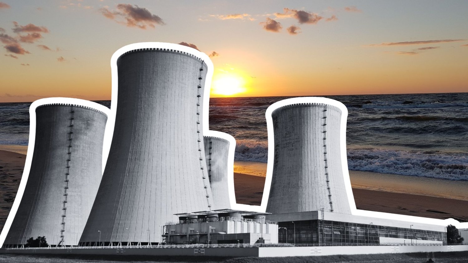 elektrownia atomowa na tle Bałtyku