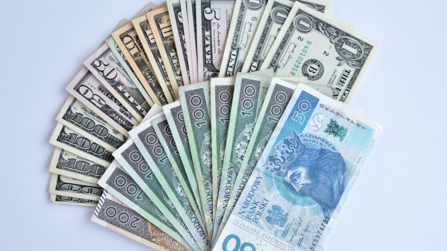 Banknoty dolary i złoty