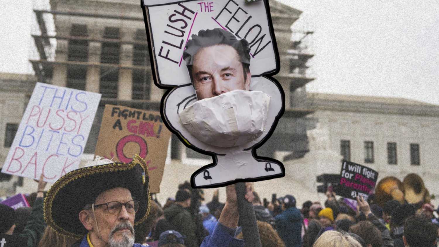 Protest przeciw Tesli i Elonowi Muskowi.