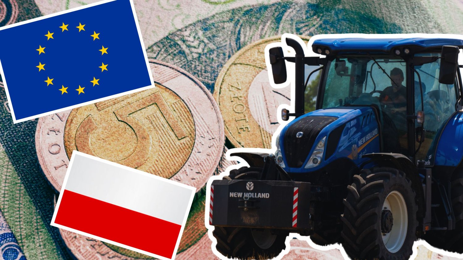 Polski rolnik w punkcie zerowym. Raport obnaża trudną sytuacje Rolnik w traktorze, polskie pieniądze oraz flagi Unii Europejskiej i Polski33 proc. polskich rolników mówi „neutralnie". Eksperci tłumaczą, że to ekonomiczne ostrze brzytwy