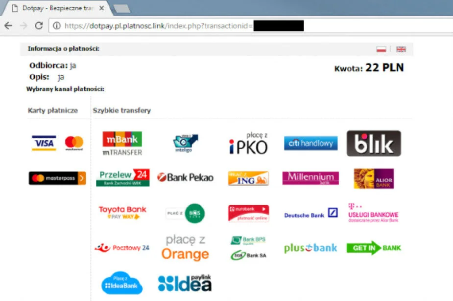 Chcąc uniknąć oszustwa, należy zwrócić szczególną uwagę na adres strony internetowej