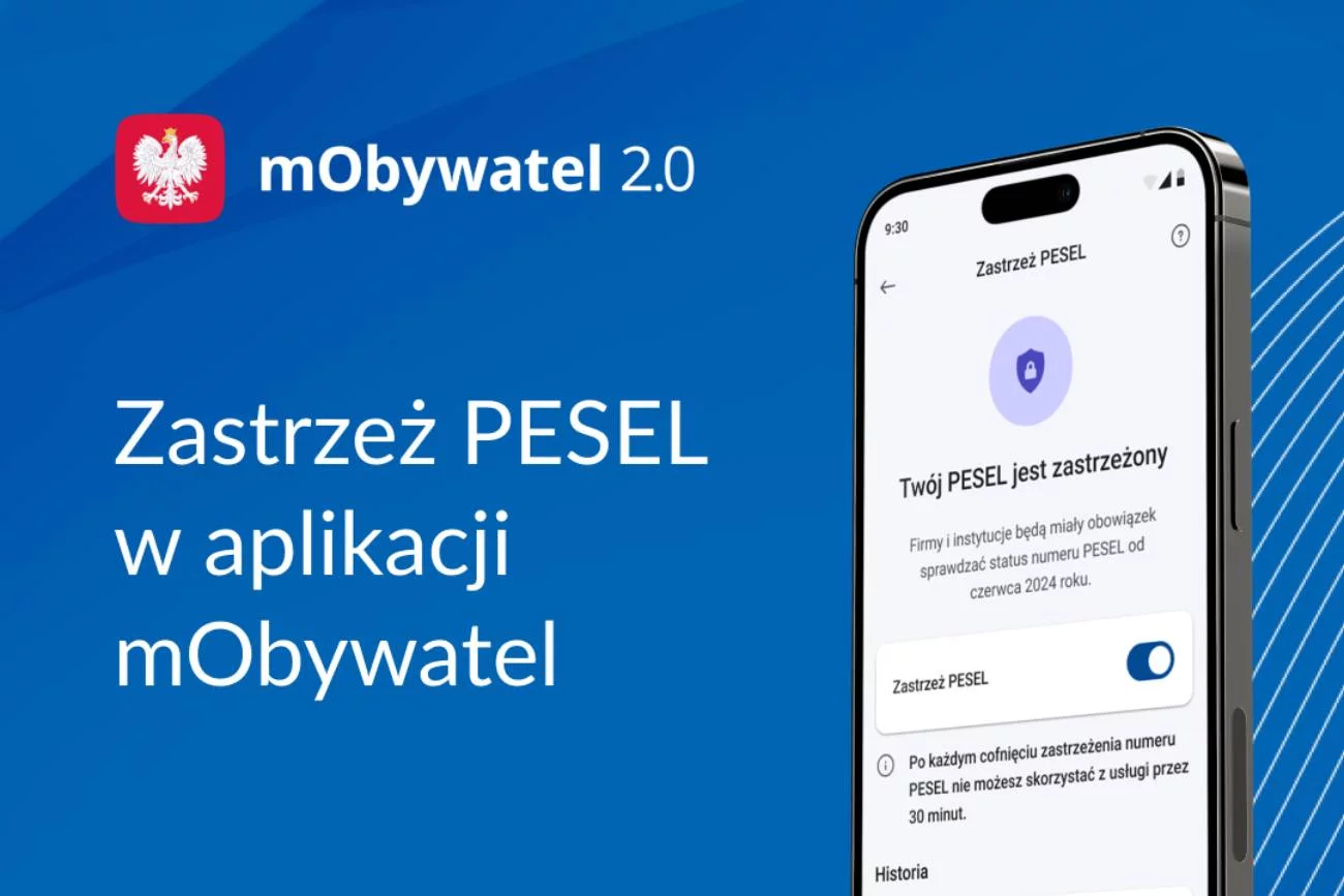 Możemy w aplikacji zastrzec numer PESEL.