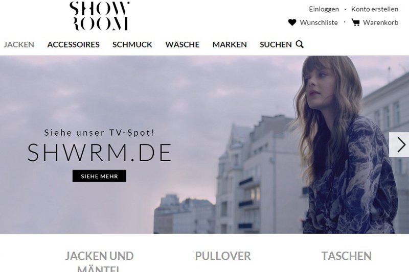 Platforma SHWRM.DE, którą polski startup SHOWROOM.pl uruchomił w Niemczech.