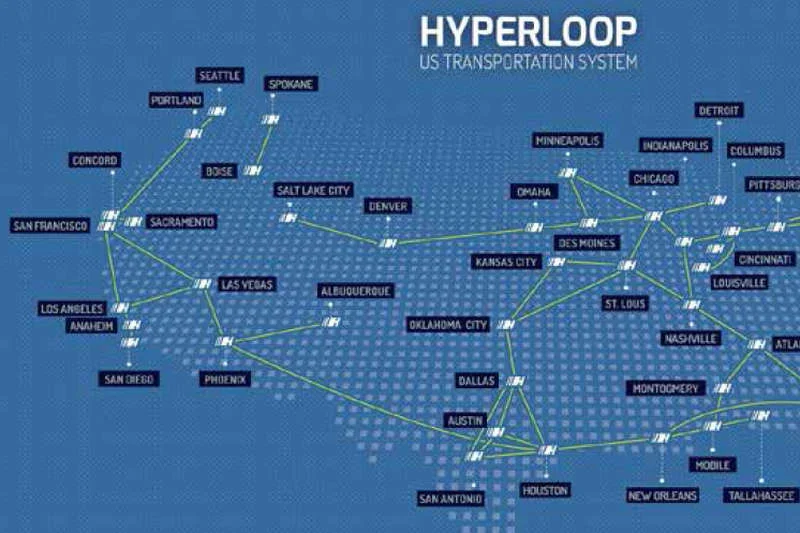 Mapa planowanej sieci Hyperloop
