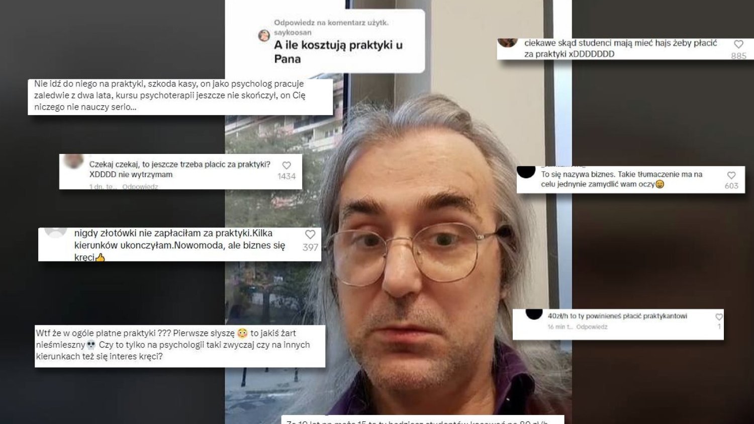 Ludzie krytykują ofertę i wypowiedzi terapeuty.