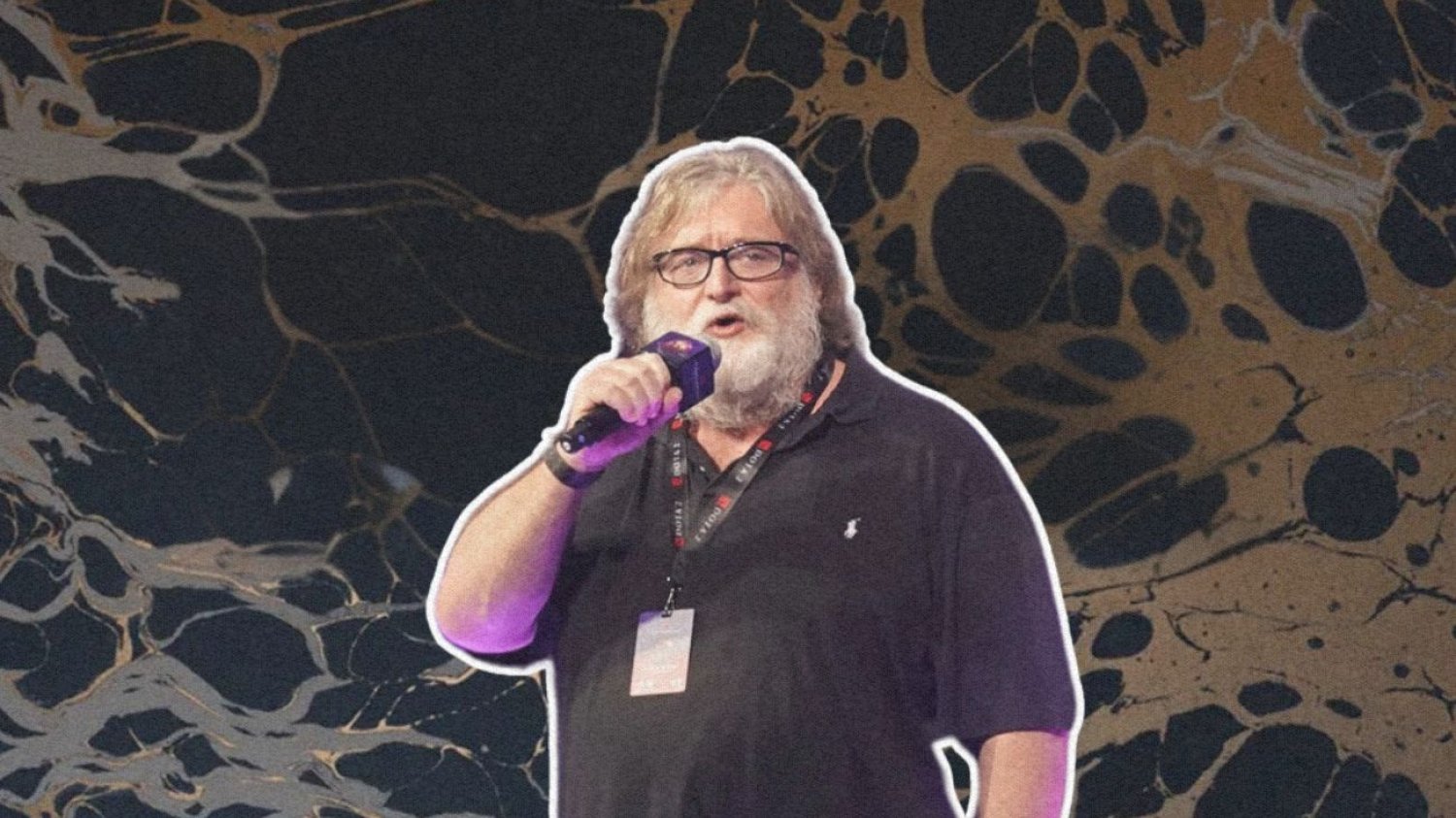 Gabe Newell i tło z neuronów.
