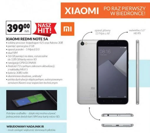 W Biedronce już wkrótce dostępny będzie smartfon Xiaomi.