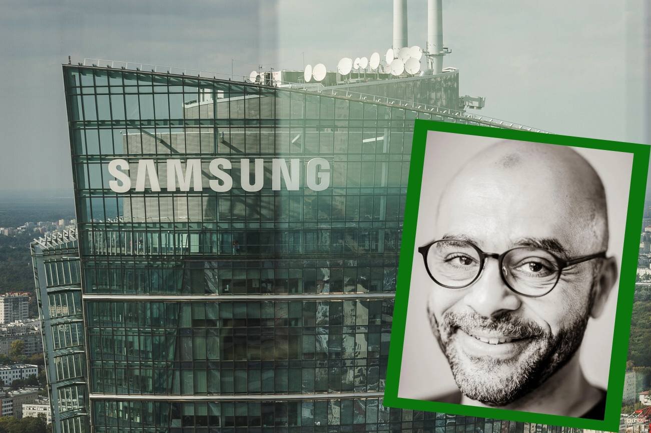 Wieżowiec Samsunga w Warszawie i Mo Gawdat.