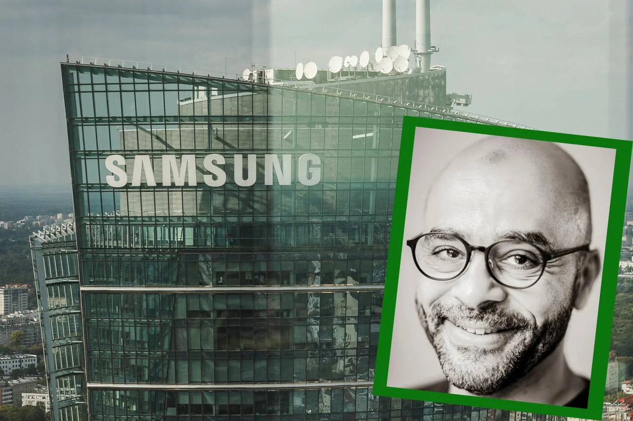 Wieżowiec Samsunga w Warszawie i Mo Gawdat.