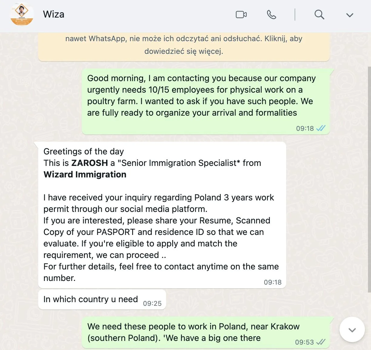 Rozmowa z przedstawicielem Wizzair Immigration Center. Forma oferuje płatne wizy aramskim uchodźcom