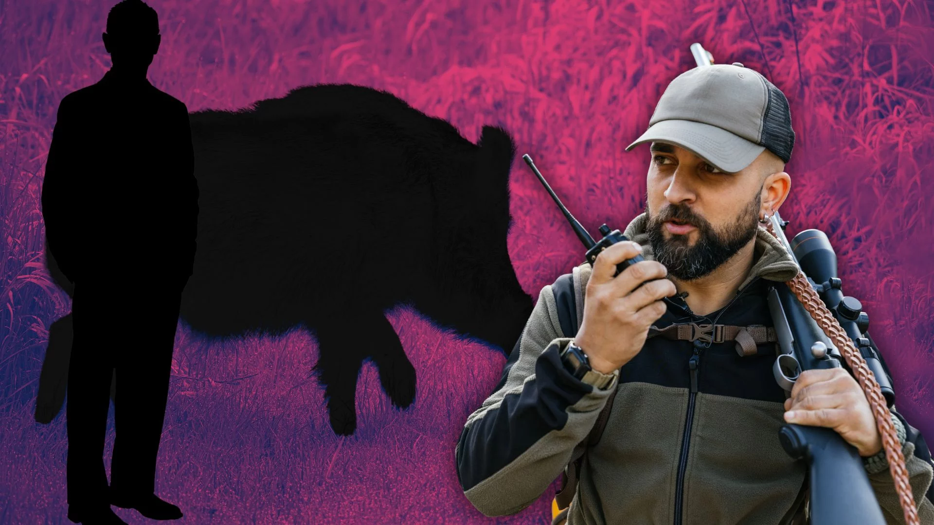 Myśliwy patrzący na sylwetkę człowieka i dzika. Leśnik komentuje, czy zaostrzenie prawa zmniejszy liczbę wypadków na polowaniach.