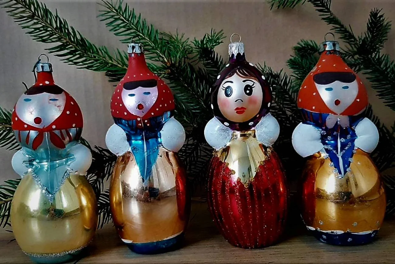 Bombki z PRL - kształtki babuszki