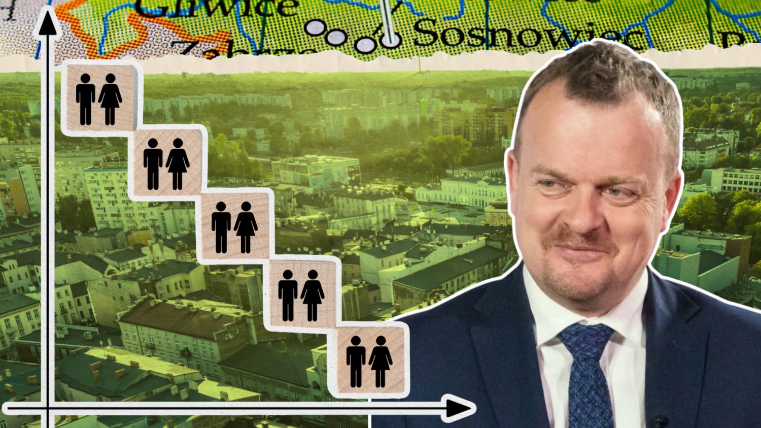 Walka z depopulacją– misją Sosnowca. Prezydent miasta próbuje wszystkiego Prezydent miasta Sosnowiec na tle Sosnowca i ze wskaźnikiem depopulacji. Wywiad z Arkadiuszem Chęcińskim.