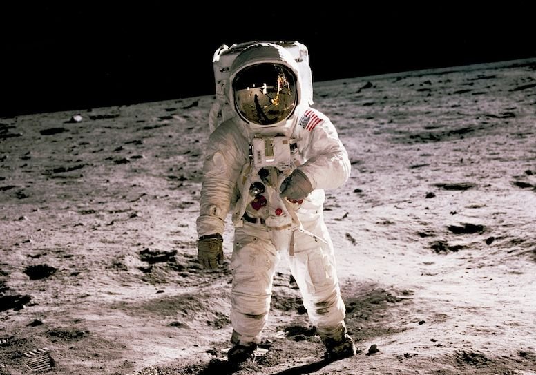 Apollo 11 astronaut Buzz Aldrin walks on the surface of the moon on July 21, 1969, in a photograph taken by Neil Armstrong.