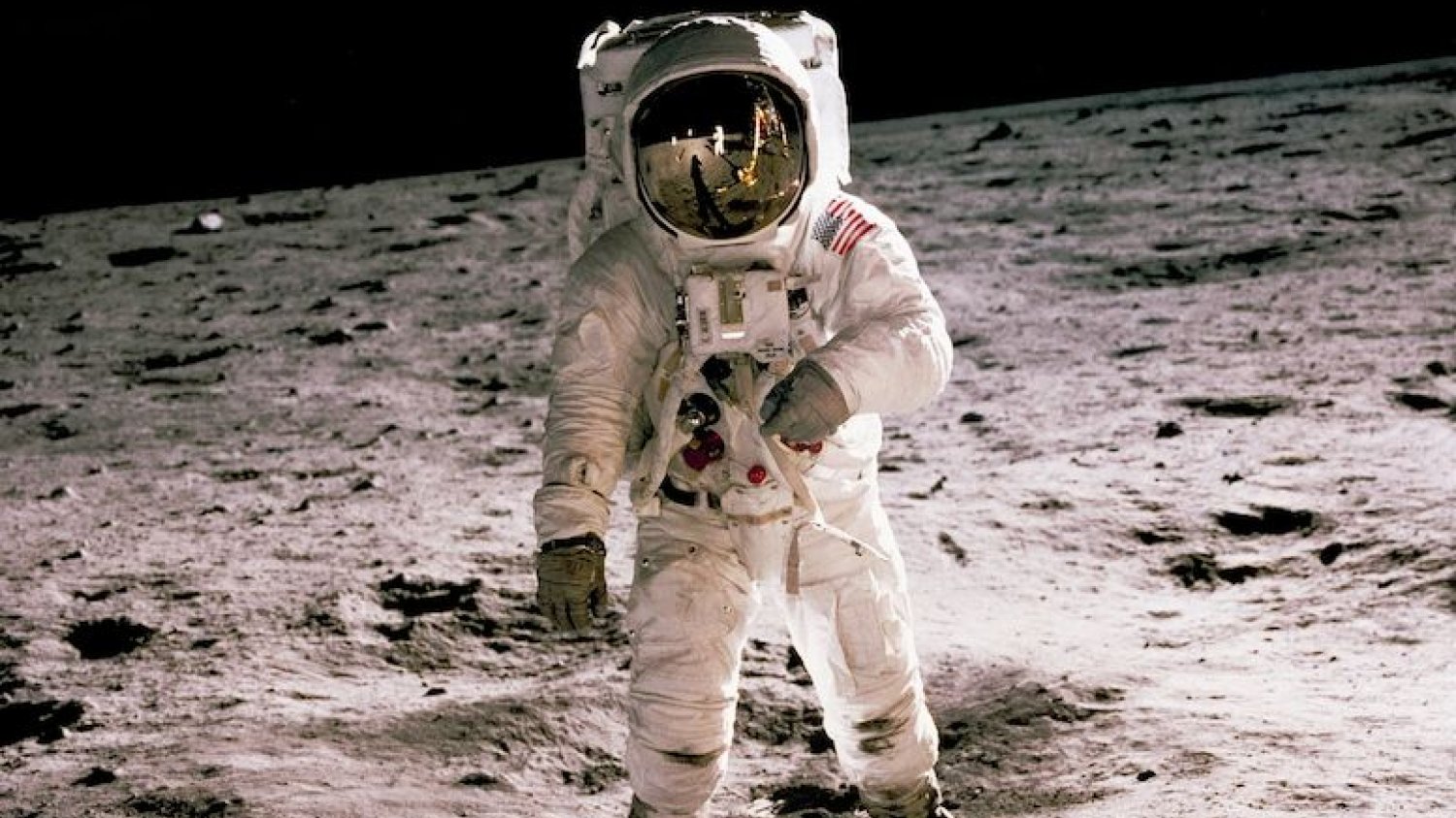 Apollo 11 astronaut Buzz Aldrin walks on the surface of the moon on July 21, 1969, in a photograph taken by Neil Armstrong.