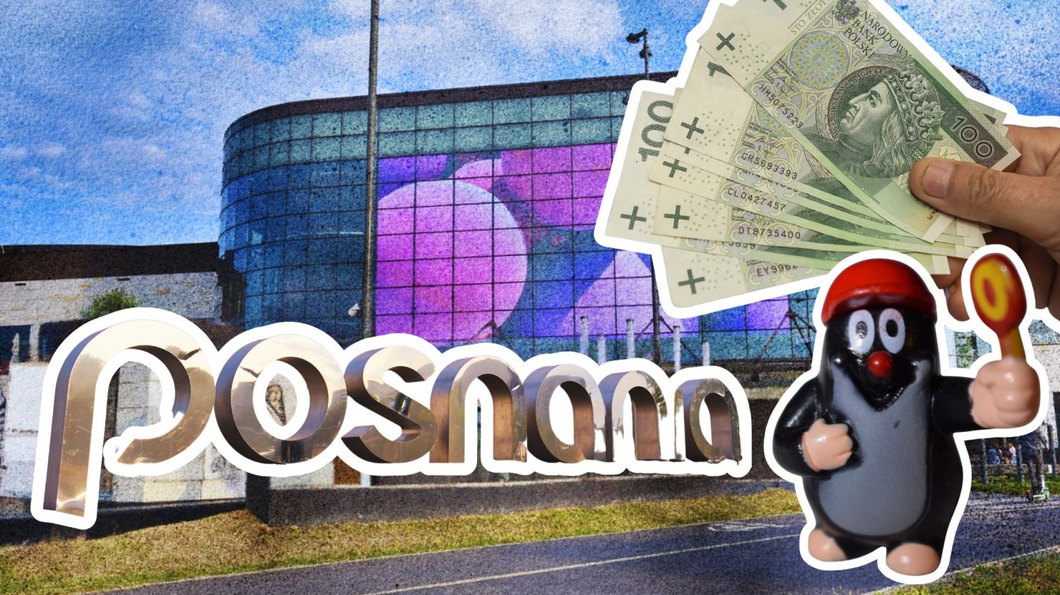 Galeria posnania, figurka krecika oraz ręka z polskimi banknotami. Czesi wchodzą do Posnanii. Jedna z największych galerii w Polsce zmienia właściciela