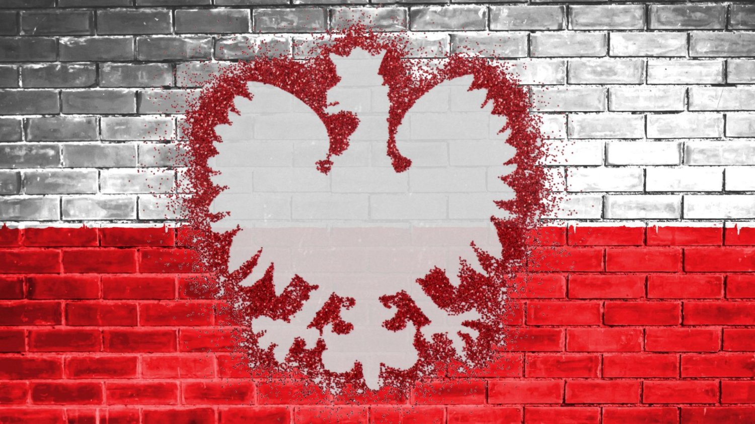 Rząd zrobi porządki z polskimi symbolami narodowymi. Czas wyprostować orzełka Spray Orła Białego na tle muru w kolorach polskiej flagi.