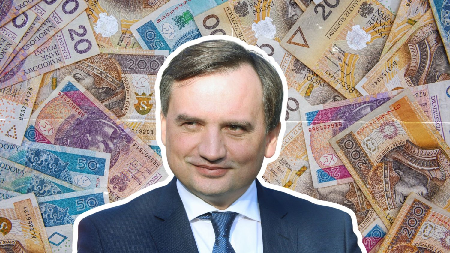 Zbigniew Ziobro na tle polskich banknotów. Ziobro wziął pożyczkę od... własnej fundacji. Szokujące oświadczenie majątkowe polityka.