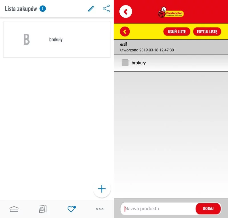 Listy zakupów wyglądają bardzo podobnie