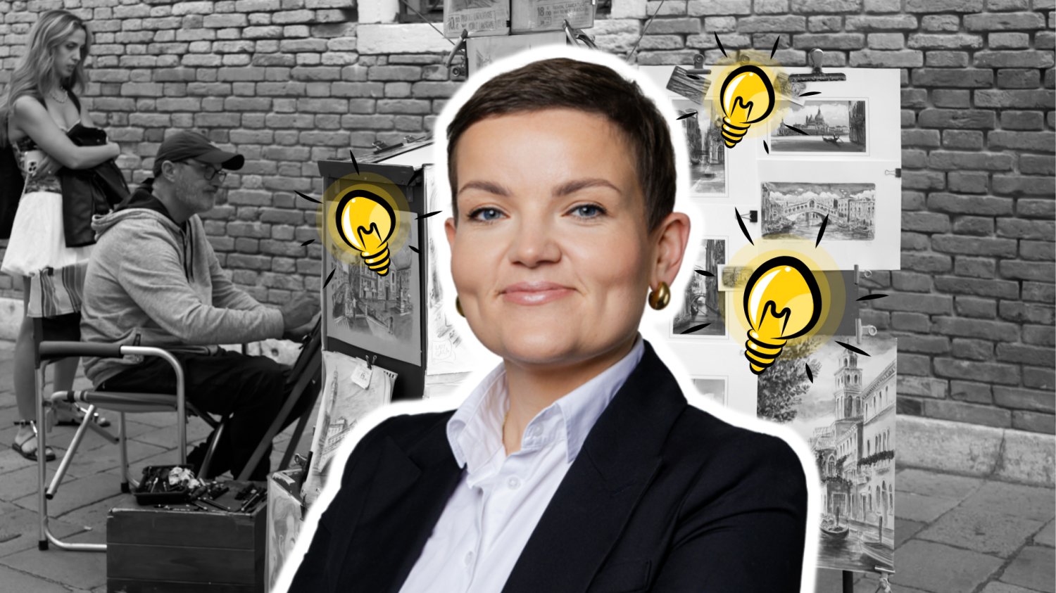 Polska zapłaci ZUS za artystów. Ministerstwo Kultury tłumaczy się z nowego pomysłu Marta Cienkowska, Minister Kultury. W tle uliczny artysta malujący obrazy.