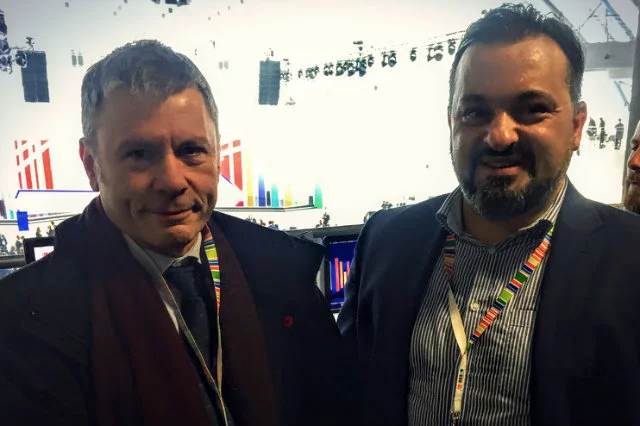 Michał Danielowski i Bruce Dickinson. Wokalista Iron Maden jest również właściciele firmy Cardiff Aviation