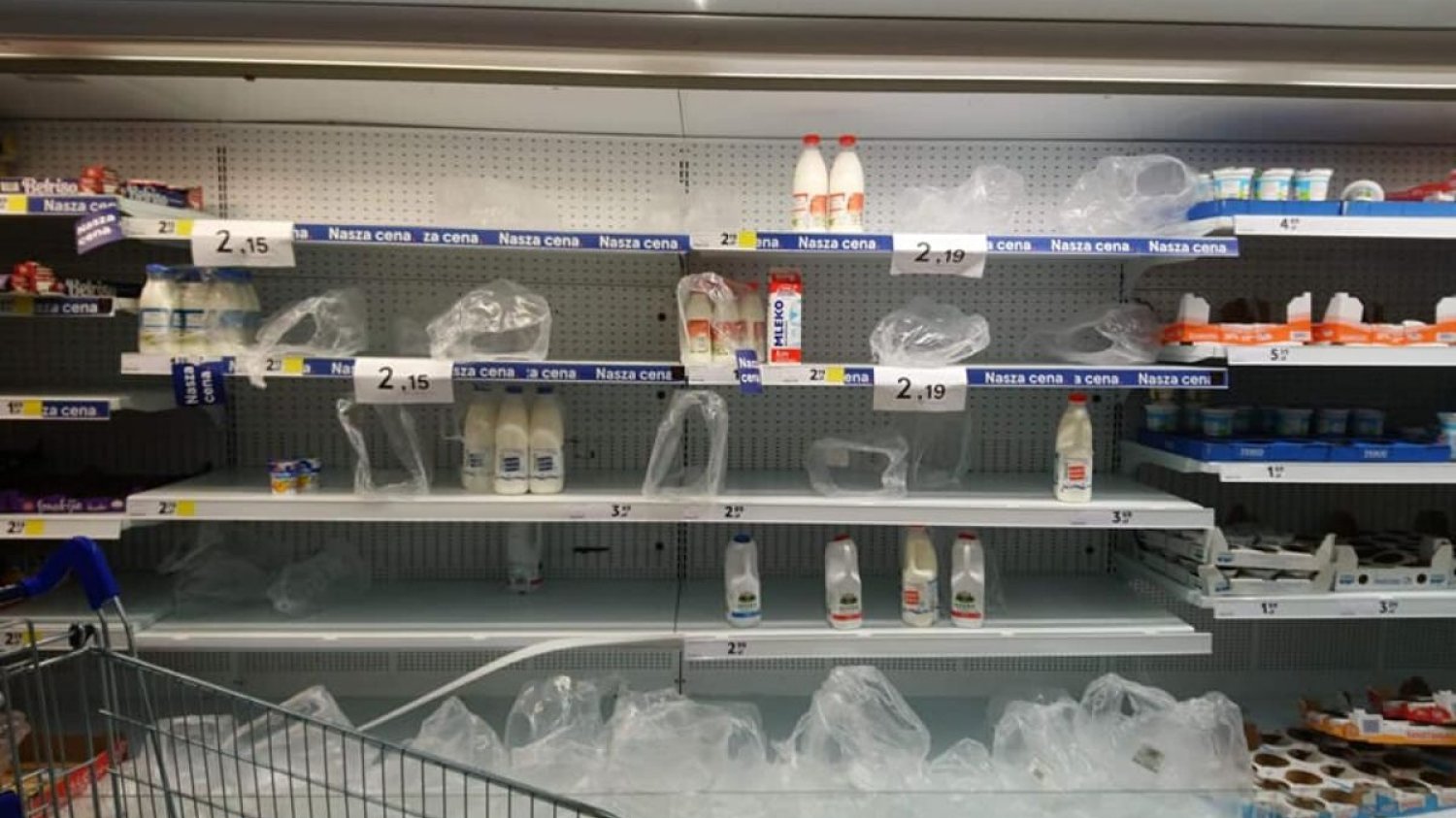 Tak wyglądały sklepowe półki 11.03.2020, czyli w dniu ogłoszenia przez Mateusza Morawieckiego zamknięcia polskich szkół.
