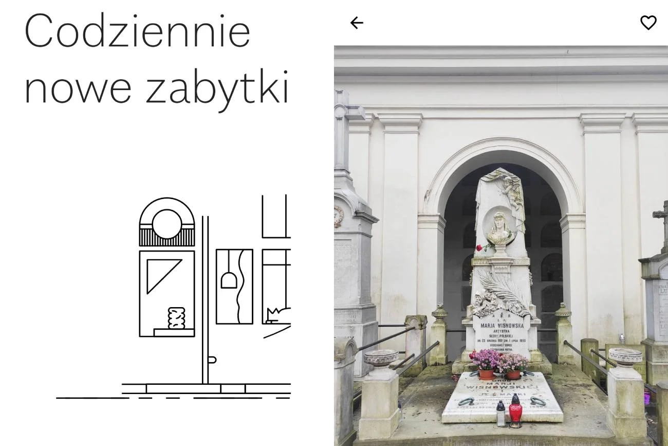 Zrzuty ekranu z aplikacji MonumentApp.
