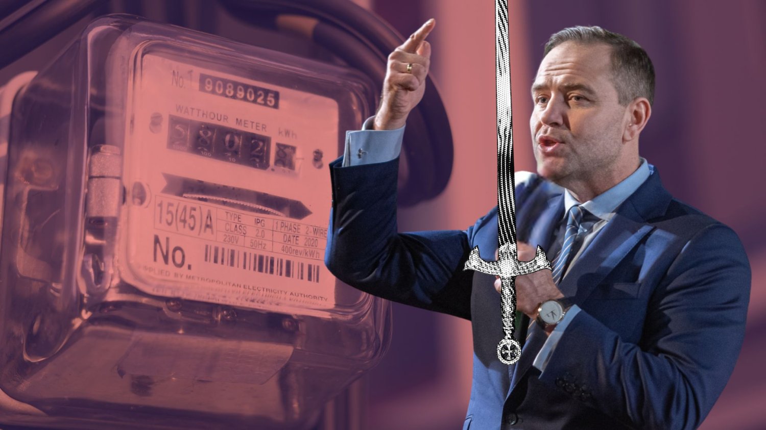 Karol Nawrocki podpisał się pod cięciem cen prądu. "Nie tylko tarczę, ale i miecz" Karol Nawrocki pokazujący na miecz na tle licznika prądu. Prezydent podpisał się pod projektem cięcia cen energii.