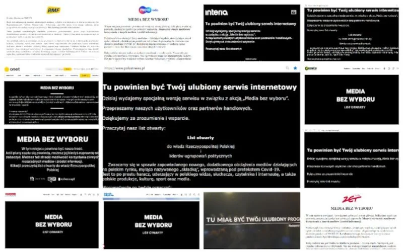 Podczas protestu strony gazet interentowych zostały zawieszone. Pojawił się na nich komunikat o proteśćie.